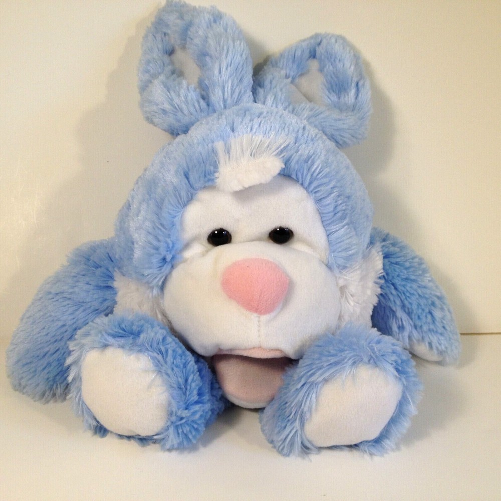 Vintage Playful Plush Blue Bunny Rabbit Plush Puppet 1988 Chrisha Spring Noise